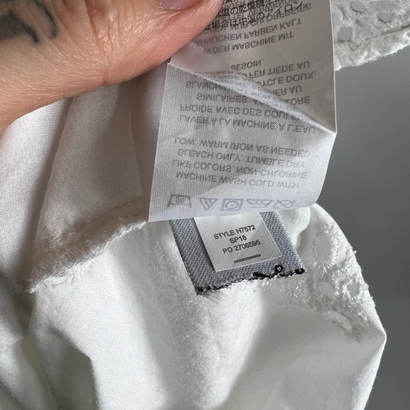 J. CREW Eyelet Boatneck White Cotton Long Sleeve Top Womens 2 - Picture 7 of 10